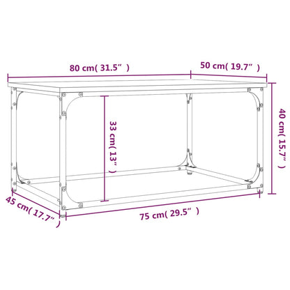 Mesa de centro 80x50x40 cm derivados madeira/ferro cinza sonoma