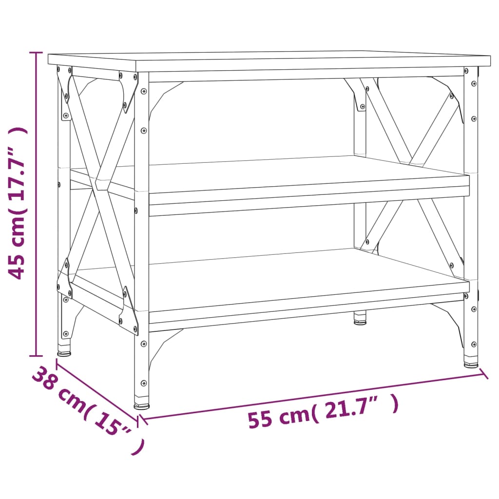 Mesa de apoio 55x38x45 cm derivados de madeira cinzento sonoma