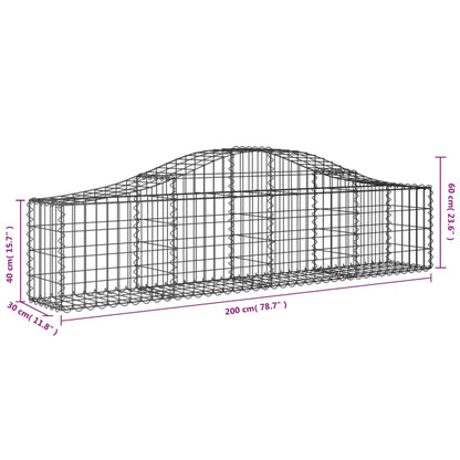 Cestos gabião arqueados 10pcs 200x30x40/60 cm ferro galvanizado