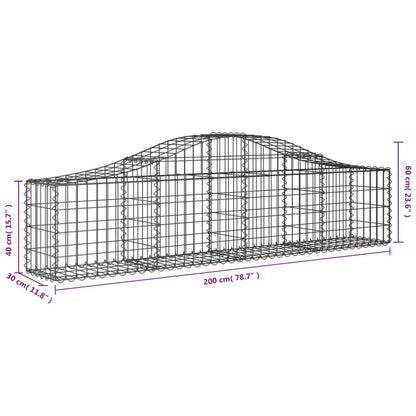 Cestos gabião arqueados 15pcs 200x30x40/60 cm ferro galvanizado