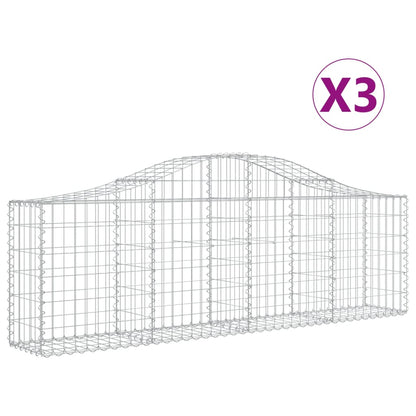 Cestos gabião arqueados 3 pcs 200x30x60/80 cm ferro galvanizado