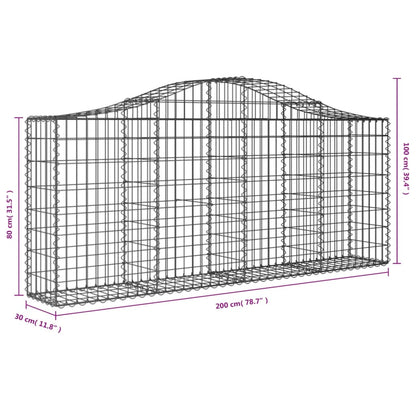 Cestos gabião arqueados 12pcs 200x30x80/100cm ferro galvanizado