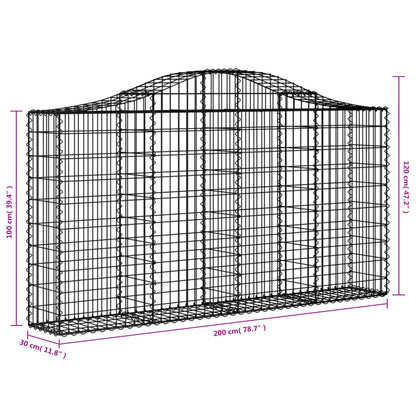 Cestos gabião arqueados 4pcs 200x30x100/120cm ferro galvanizado