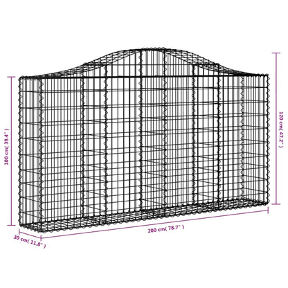 Cestos gabião arqueados 5pcs 200x30x100/120cm ferro galvanizado