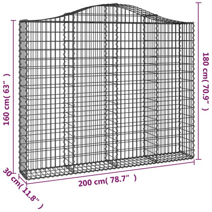 Cestos gabião arqueados 5pcs 200x30x160/180cm ferro galvanizado