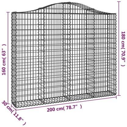 Cestos gabião arqueados 8pcs 200x30x160/180cm ferro galvanizado