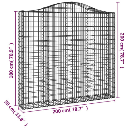 Cestos gabião arqueados 2pcs 200x30x180/200cm ferro galvanizado