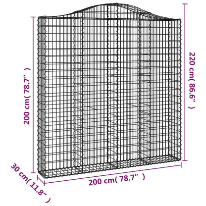 Cestos gabião arqueados 4pcs 200x30x200/220cm ferro galvanizado