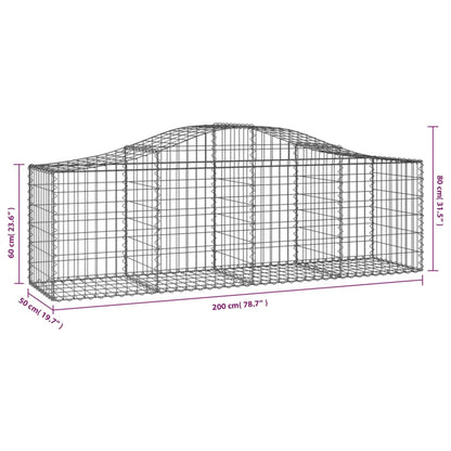 Cestos gabião arqueados 13pcs 200x50x60/80 cm ferro galvanizado