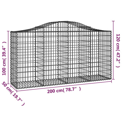 Cestos gabião arqueados 4pcs 200x50x100/120cm ferro galvanizado