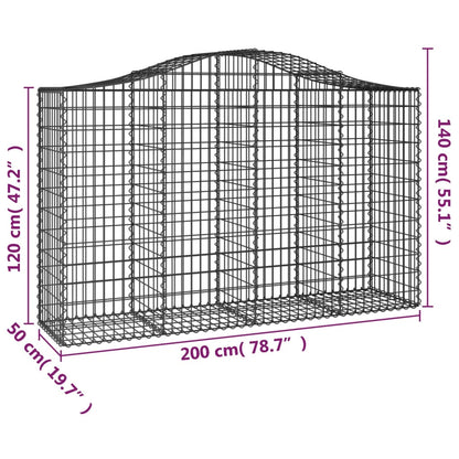 Cestos gabião arqueados 8pcs 200x50x120/140cm ferro galvanizado