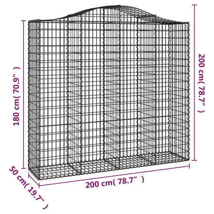 Cestos gabião arqueados 3pcs 200x50x180/200cm ferro galvanizado