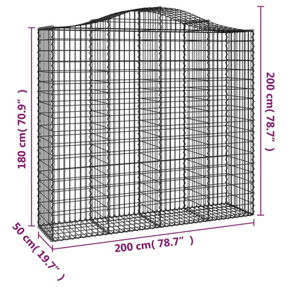 Cestos gabião arqueados 9pcs 200x50x180/200cm ferro galvanizado