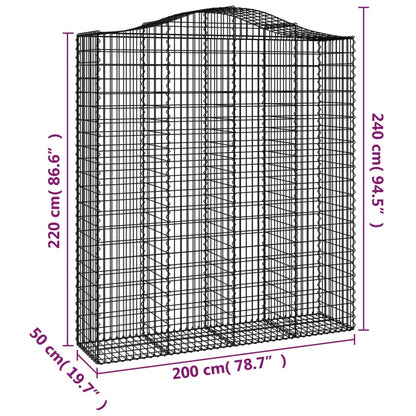 Cestos gabião arqueados 2pcs 200x50x220/240cm ferro galvanizado