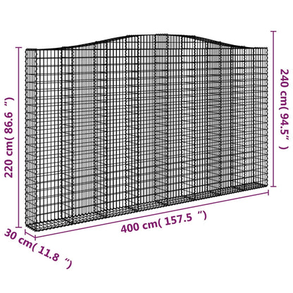 Cestos gabião arqueados 2pcs 400x30x220/240cm ferro galvanizado