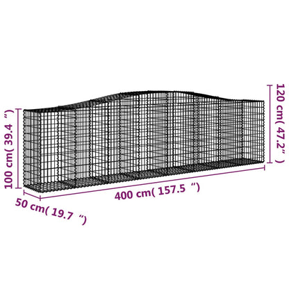 Cestos gabião arqueados 5pcs 400x50x100/120cm ferro galvanizado