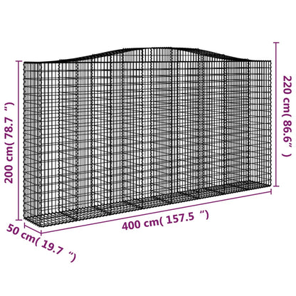 Cestos gabião arqueados 2pcs 400x50x200/220cm ferro galvanizado