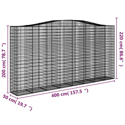 Cestos gabião arqueados 20 pcs 400x50x200/220 ferro galvanizado