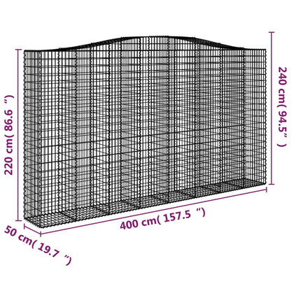 Cestos gabião arqueados 3pcs 400x50x220/240cm ferro galvanizado