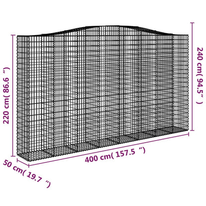 Cestos gabião arqueados 7pcs 400x50x220/240cm ferro galvanizado