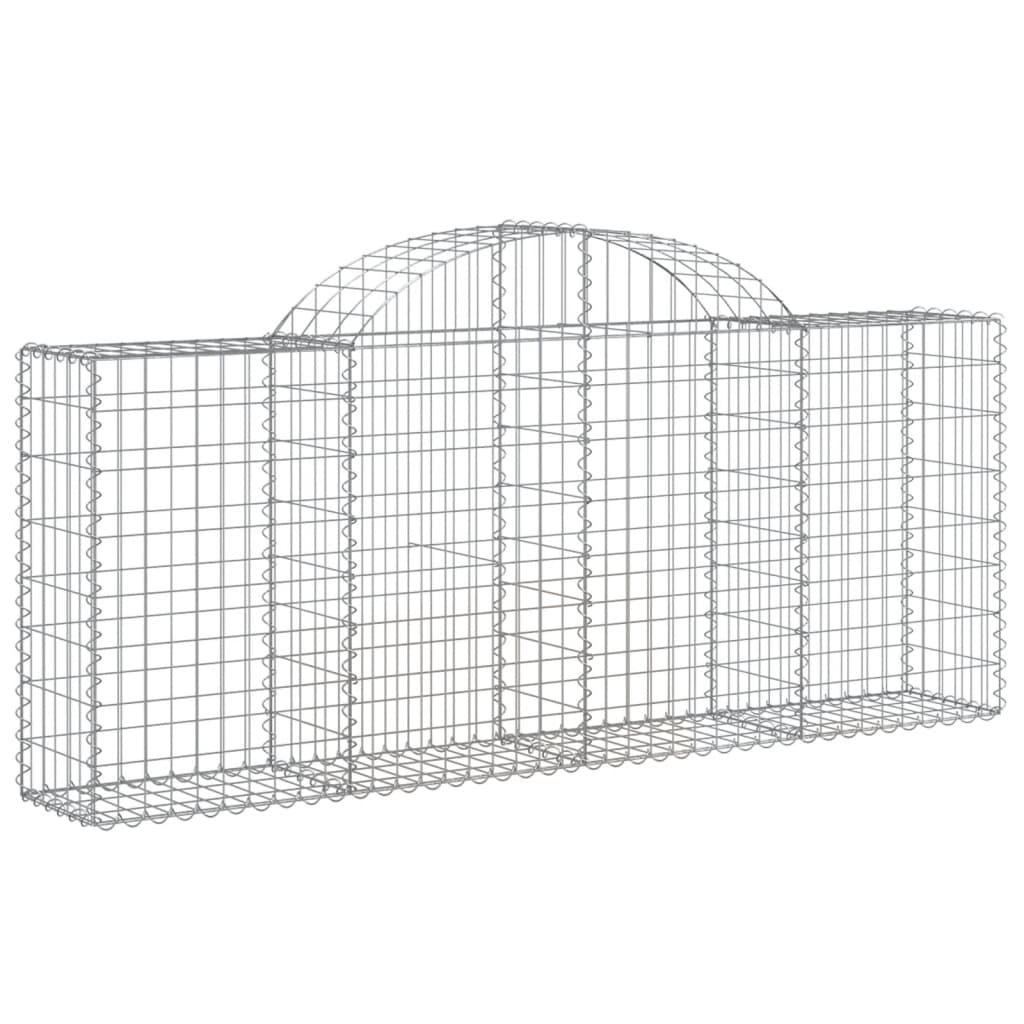 Cestos gabião arqueados 2 pcs 200x30x80/100cm ferro galvanizado