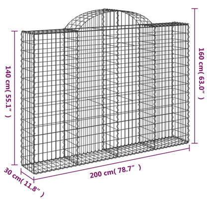 Cestos gabião arqueados 2pcs 200x30x140/160cm ferro galvanizado