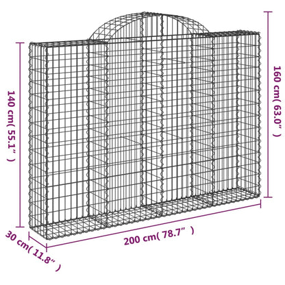 Cestos gabião arqueados 3pcs 200x30x140/160cm ferro galvanizado