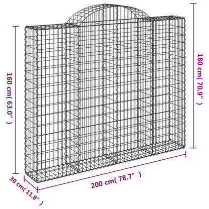 Cestos gabião arqueados 3pcs 200x30x160/180cm ferro galvanizado