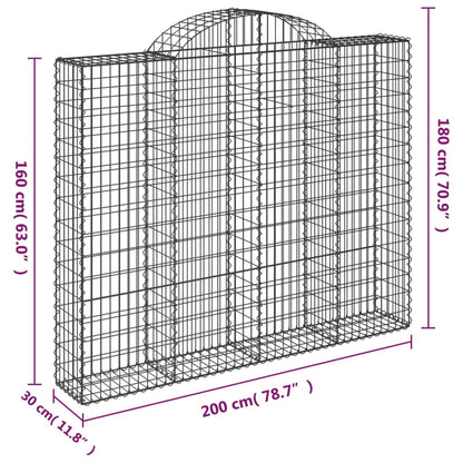 Cestos gabião arqueados 5pcs 200x30x160/180cm ferro galvanizado