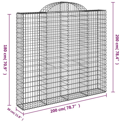 Cestos gabião arqueados 2pcs 200x30x180/200cm ferro galvanizado