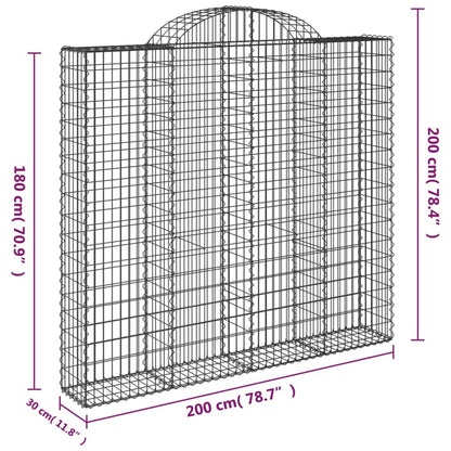 Cestos gabião arqueados 7pcs 200x30x180/200cm ferro galvanizado