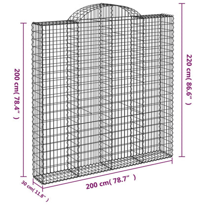 Cestos gabião arqueados 4pcs 200x30x200/220cm ferro galvanizado