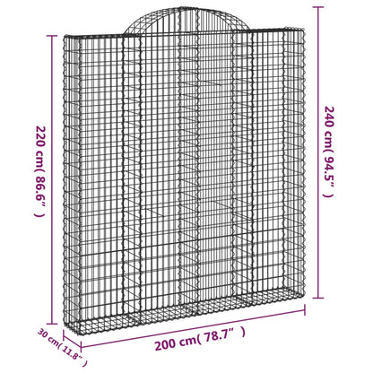 Cestos gabião arqueados 2pcs 200x30x220/240cm ferro galvanizado