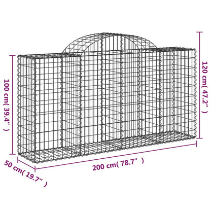 Cestos gabião arqueados 4pcs 200x50x100/120cm ferro galvanizado