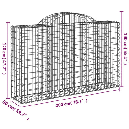 Cestos gabião arqueados 2pcs 200x50x120/140cm ferro galvanizado