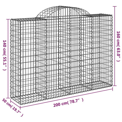 Cestos gabião arqueados 8pcs 200x50x140/160cm ferro galvanizado