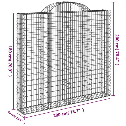 Cestos gabião arqueados 25 pcs 200x50x180/200 ferro galvanizado