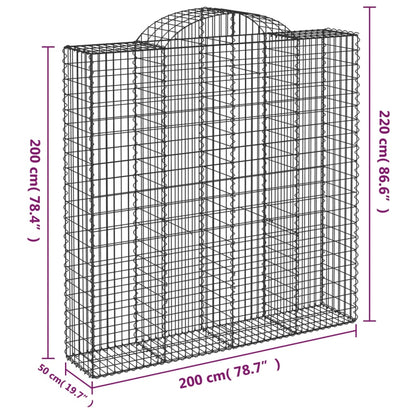 Cestos gabião arqueados 10 pcs 200x50x200/220 ferro galvanizado