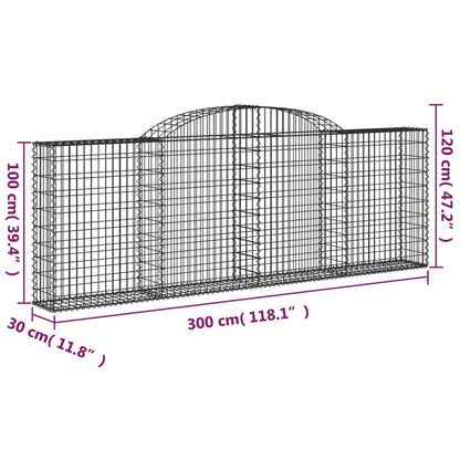 Cestos gabião arqueados 3pcs 300x30x100/120cm ferro galvanizado