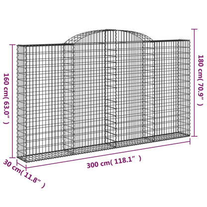 Cestos gabião arqueados 2pcs 300x30x160/180cm ferro galvanizado