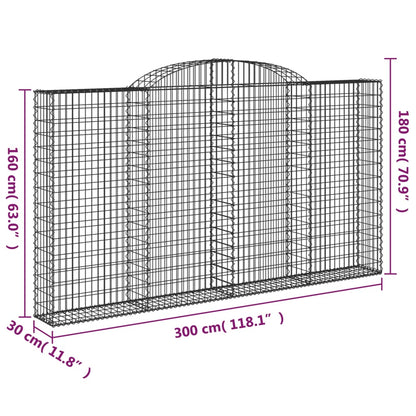 Cestos gabião arqueados 3pcs 300x30x160/180cm ferro galvanizado