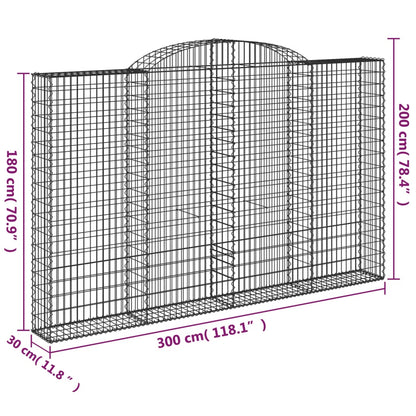 Cestos gabião arqueados 15 pcs 300x30x180/200 ferro galvanizado