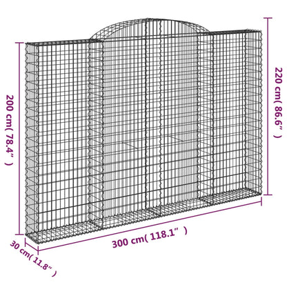 Cestos gabião arqueados 2pcs 300x30x200/220cm ferro galvanizado