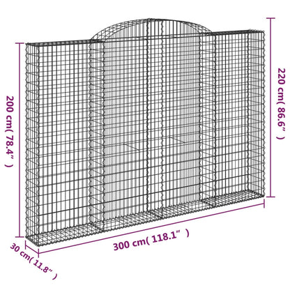 Cestos gabião arqueados 10 pcs 300x30x200/220 ferro galvanizado