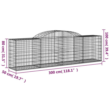 Cestos gabião arqueados 3 pcs 300x50x80/100cm ferro galvanizado