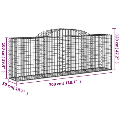 Cestos gabião arqueados 2pcs 300x50x100/120cm ferro galvanizado