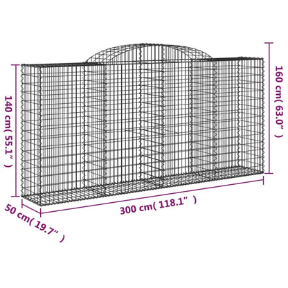 Cestos gabião arqueados 12 pcs 300x50x140/160 cm