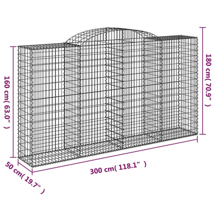 Cestos gabião arqueados 2pcs 300x50x160/180cm ferro galvanizado