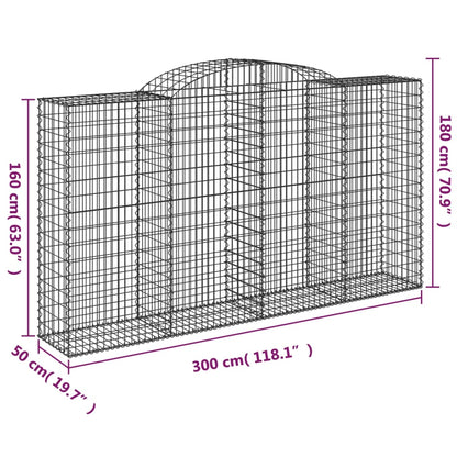 Cestos gabião arqueados 3pcs 300x50x160/180cm ferro galvanizado