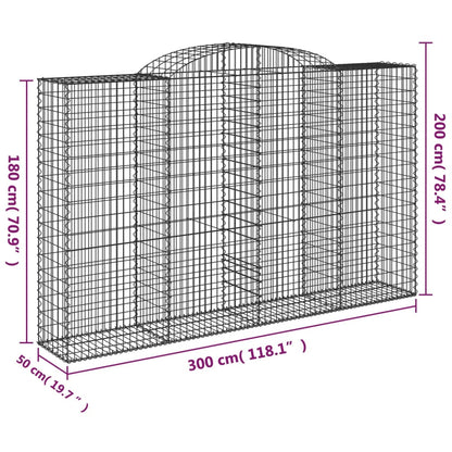 Cestos gabião arqueados 2pcs 300x50x180/200cm ferro galvanizado